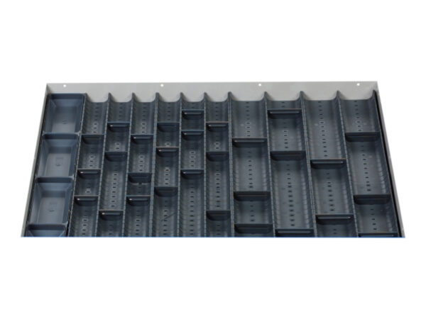 Cubio Trough Block Divider Kit 40 Compartment for Storage Cabinet - WxDxH: 800X650X28mm Plastic Ral 7011 _SKU-43020026