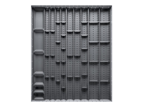 Cubio Trough Block Divider Kit 46 Compartment for Storage Cabinet - WxDxH: 650X750X28mm Plastic Ral 7011 _SKU-43020037