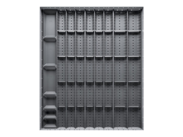 Cubio Trough Block Divider Kit 41 Compartment for Storage Cabinet - WxDxH: 650X750X28mm Plastic Ral 7011 _SKU-43020038