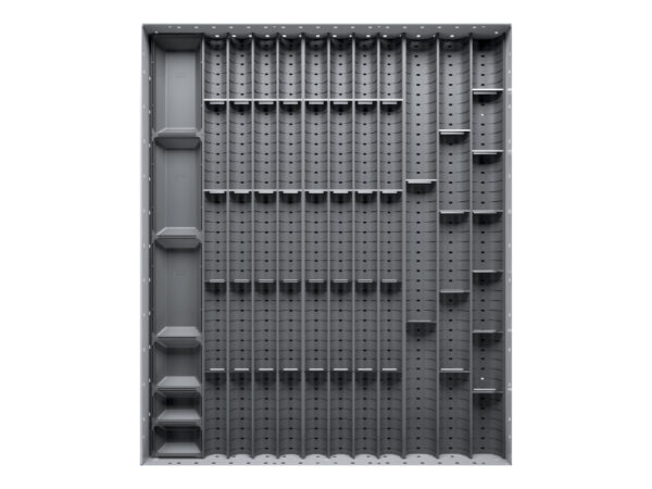 Cubio Trough Block Divider Kit 56 Compartment for Storage Cabinet - WxDxH: 650X750X28mm Plastic Ral 7011 _SKU-43020039