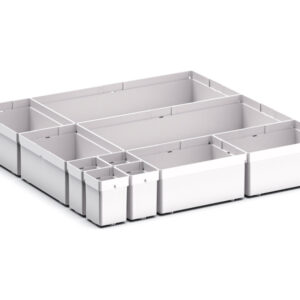 Drawer Dividers for Screws - Cubio Plastic Box Divider Kit 10 Compartment for Storage Cabinet - WxDxH: 525X525X100+ mm Plastic Ral 7035 _SKU-43020750