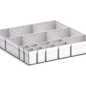 Bott Drawer Separators - Cubio Plastic Box Divider Kit 15 Compartment for Storage Cabinet - WxDxH: 525X525X100+ mm Plastic Ral 7035 _SKU-43020751