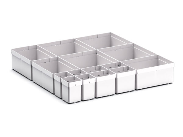 Bott Drawer Separators - Cubio Plastic Box Divider Kit 15 Compartment for Storage Cabinet - WxDxH: 525X525X100+ mm Plastic Ral 7035 _SKU-43020751