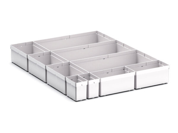 Bott Cupboard Storage Drawer Organisers - Cubio Plastic Box Divider Kit 10 Compartment for Storage Cabinet - WxDxH: 525X650X100+ mm Plastic Ral 7035 _SKU-43020753