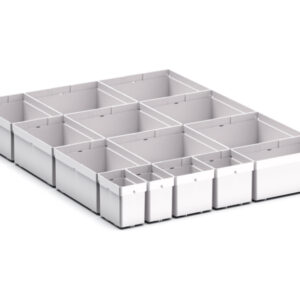 Drawer Compartment Dividers for Bott - Cubio Plastic Box Divider Kit 14 Compartment for Storage Cabinet - WxDxH: 525X650X100+ mm Plastic Ral 7035 _SKU-43020754
