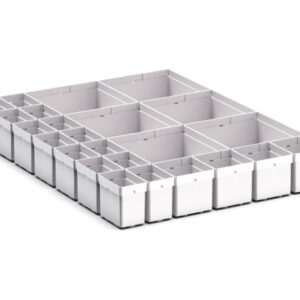 Cubio Plastic Box Divider Kit 24 Compartment for Storage Cabinet - WxDxH: 525X650X100+ mm Plastic Ral 7035 _SKU-43020755