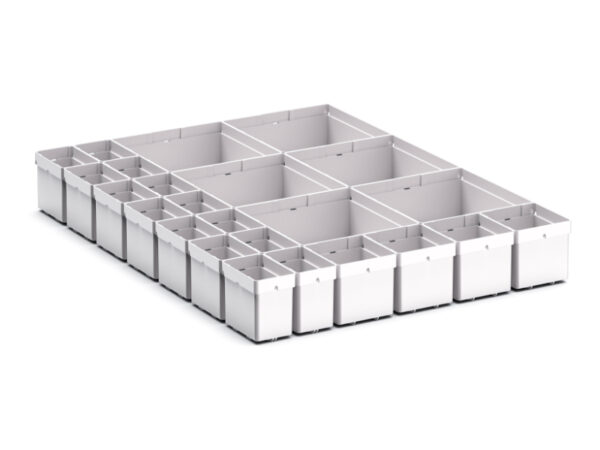 Cubio Plastic Box Divider Kit 24 Compartment for Storage Cabinet - WxDxH: 525X650X100+ mm Plastic Ral 7035 _SKU-43020755