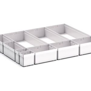 Cubio Plastic Box Divider Kit 10 Compartment for Storage Cabinet - WxDxH: 650X525X100+ mm Plastic Ral 7035 _SKU-43020756