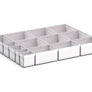 Cubio Plastic Box Divider Kit 14 Compartment for Storage Cabinet - WxDxH: 650X525X100+ mm Plastic Ral 7035 _SKU-43020757