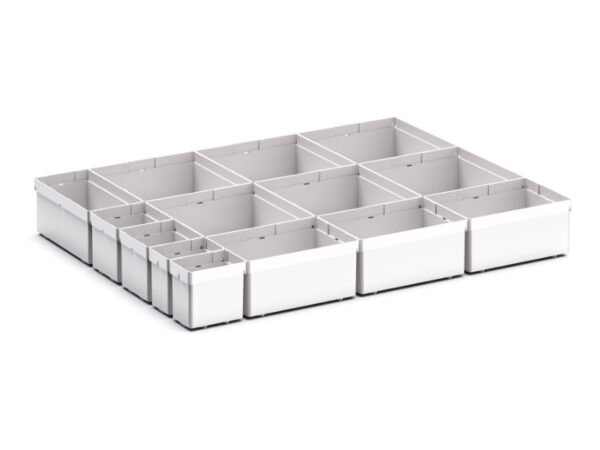 Cubio Plastic Box Divider Kit 14 Compartment for Storage Cabinet - WxDxH: 650X525X100+ mm Plastic Ral 7035 _SKU-43020757
