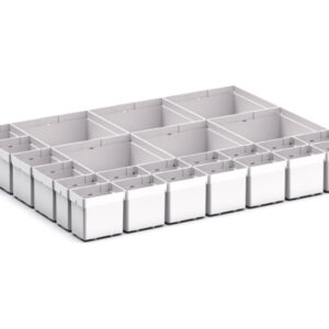 Cubio Plastic Box Divider Kit 24 Compartment for Storage Cabinet - WxDxH: 650X525X100+ mm Plastic Ral 7035 _SKU-43020758