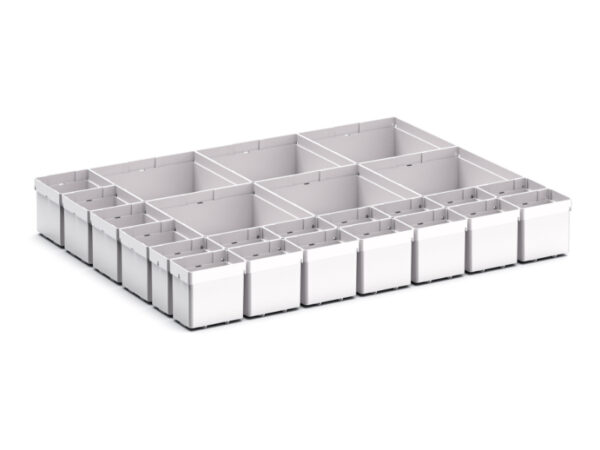 Cubio Plastic Box Divider Kit 24 Compartment for Storage Cabinet - WxDxH: 650X525X100+ mm Plastic Ral 7035 _SKU-43020758