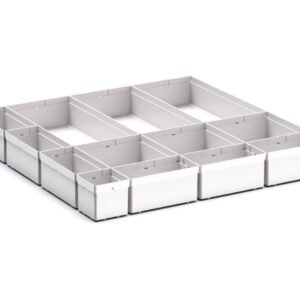 Cubio Plastic Box Divider Kit 13 Compartment for Storage Cabinet - WxDxH: 650X650X100+ mm Plastic Ral 7035 _SKU-43020759