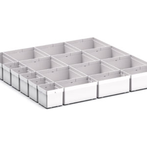 Cubio Plastic Box Divider Kit 18 Compartment for Storage Cabinet - WxDxH: 650X650X100+ mm Plastic Ral 7035 _SKU-43020760