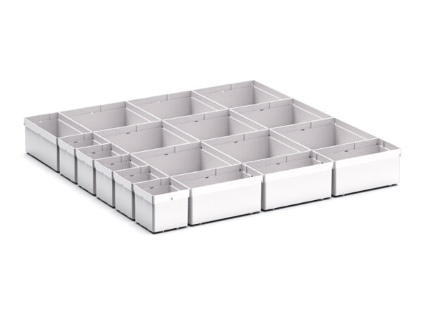Cubio Plastic Box Divider Kit 18 Compartment for Storage Cabinet - WxDxH: 650X650X100+ mm Plastic Ral 7035 _SKU-43020760