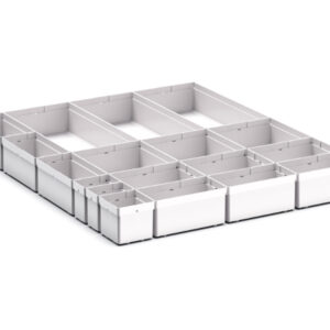 Cubio Plastic Box Divider Kit 18 Compartment for Storage Cabinet - WxDxH: 650X750X100+ mm Plastic Ral 7035 _SKU-43020762