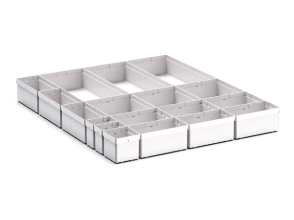 Cubio Plastic Box Divider Kit 18 Compartment for Storage Cabinet - WxDxH: 650X750X100+ mm Plastic Ral 7035 _SKU-43020762