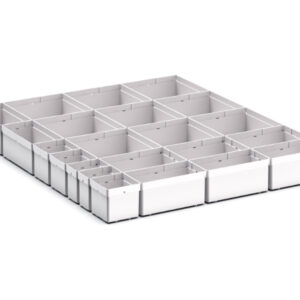 Cubio Plastic Box Divider Kit 22 Compartment for Storage Cabinet - WxDxH: 650X750X100+ mm Plastic Ral 7035 _SKU-43020763