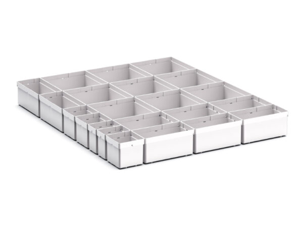 Cubio Plastic Box Divider Kit 22 Compartment for Storage Cabinet - WxDxH: 650X750X100+ mm Plastic Ral 7035 _SKU-43020763