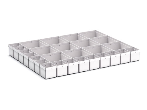 Cubio Plastic Box Divider Kit 27 Compartment for Storage Cabinet - WxDxH: 800X650X100+ mm Plastic Ral 7035 _SKU-43020770