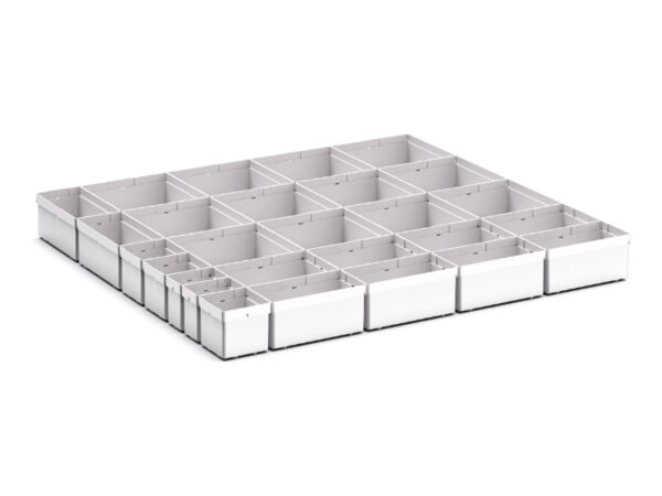 Cubio Plastic Box Divider Kit 27 Compartment for Storage Cabinet - WxDxH: 800X750X100+ mm Plastic Ral 7035 _SKU-43020772