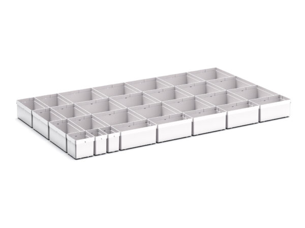 Cubio Plastic Box Divider Kit 29 Compartment for Storage Cabinet - WxDxH: 1050X650X100+ mm Plastic Ral 7035 _SKU-43020775
