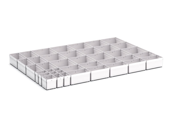 Cubio Plastic Box Divider Kit 40 Compartment for Storage Cabinet - WxDxH: 1050X750X100+ mm Plastic Ral 7035 _SKU-43020778