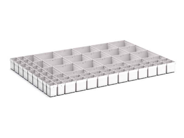 Cubio Plastic Box Divider Kit 64 Compartment for Storage Cabinet - WxDxH: 1050X750X100+ mm Plastic Ral 7035 _SKU-43020779
