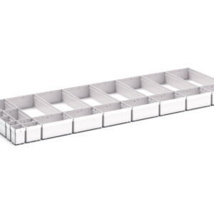 Cubio Plastic Box Divider Kit 24 Compartment for Storage Cabinet - WxDxH: 1300X525X100+ mm Plastic Ral 7035 _SKU-43020780