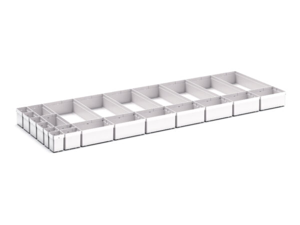 Cubio Plastic Box Divider Kit 24 Compartment for Storage Cabinet - WxDxH: 1300X525X100+ mm Plastic Ral 7035 _SKU-43020780