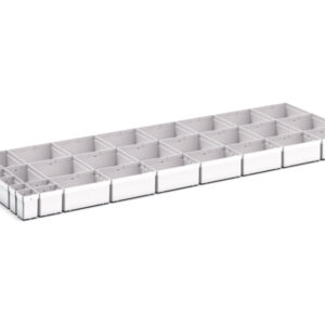 Cubio Plastic Box Divider Kit 31 Compartment for Storage Cabinet - WxDxH: 1300X525X100+ mm Plastic Ral 7035 _SKU-43020781