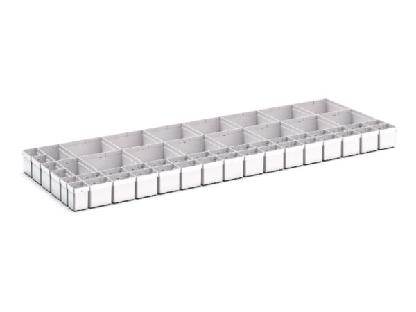 Cubio Plastic Box Divider Kit 52 Compartment for Storage Cabinet - WxDxH: 1300X525X100+ mm Plastic Ral 7035 _SKU-43020782