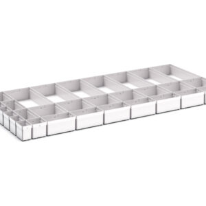 Cubio Plastic Box Divider Kit 32 Compartment for Storage Cabinet - WxDxH: 1300X650X100+ mm Plastic Ral 7035 _SKU-43020783