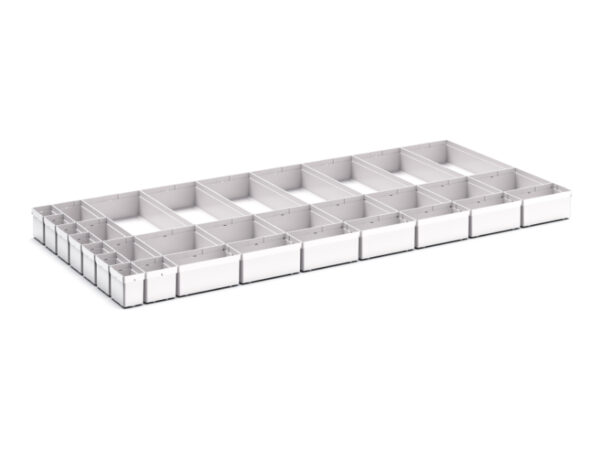 Cubio Plastic Box Divider Kit 32 Compartment for Storage Cabinet - WxDxH: 1300X650X100+ mm Plastic Ral 7035 _SKU-43020783