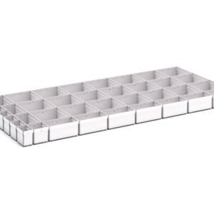 Cubio Plastic Box Divider Kit 39 Compartment for Storage Cabinet - WxDxH: 1300X650X100+ mm Plastic Ral 7035 _SKU-43020784