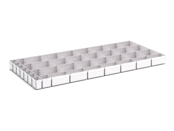 Cubio Plastic Box Divider Kit 39 Compartment for Storage Cabinet - WxDxH: 1300X650X100+ mm Plastic Ral 7035 _SKU-43020784