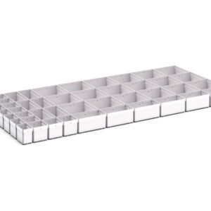 Cubio Plastic Box Divider Kit 46 Compartment for Storage Cabinet - WxDxH: 1300X650X100+ mm Plastic Ral 7035 _SKU-43020785