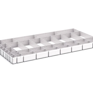 Cubio Plastic Box Divider Kit 40 Compartment for Storage Cabinet - WxDxH: 1300X750X100+ mm Plastic Ral 7035 _SKU-43020786