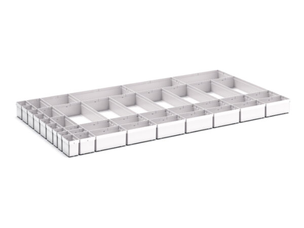 Cubio Plastic Box Divider Kit 40 Compartment for Storage Cabinet - WxDxH: 1300X750X100+ mm Plastic Ral 7035 _SKU-43020786