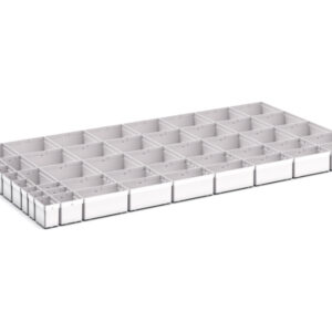 Cubio Plastic Box Divider Kit 50 Compartment for Storage Cabinet - WxDxH: 1300X750X100+ mm Plastic Ral 7035 _SKU-43020787