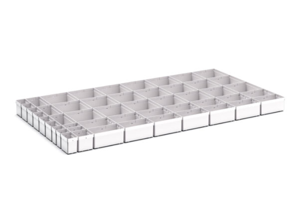 Cubio Plastic Box Divider Kit 50 Compartment for Storage Cabinet - WxDxH: 1300X750X100+ mm Plastic Ral 7035 _SKU-43020787