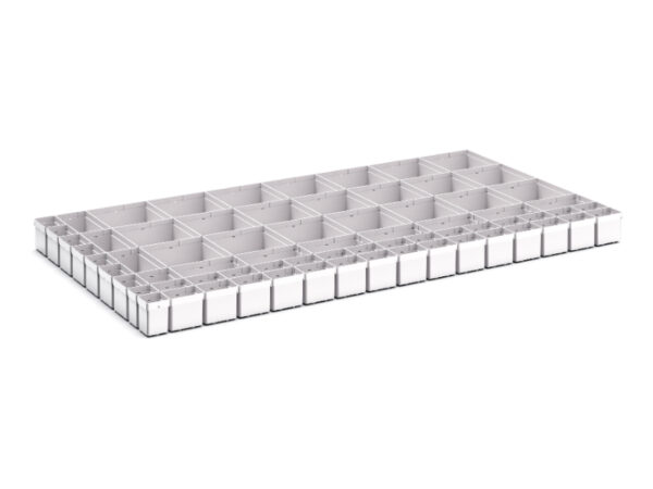 Cubio Plastic Box Divider Kit 71 Compartment for Storage Cabinet - WxDxH: 1300X750X100+ mm Plastic Ral 7035 _SKU-43020788