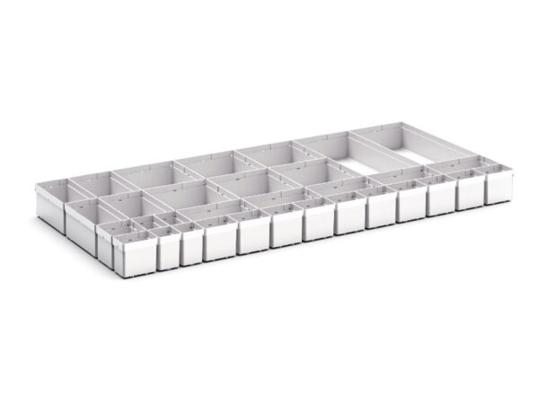 Verso Plastic Box Divider Kit 33 Compartment for Storage Cabinet - WxDxH: 1050X550X100+ mm Plastic Ral 7035 _SKU-43020791