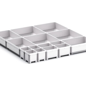 Bott Drawer Dividers - Cubio Plastic Box Divider Kit 15 Compartment for Storage Cabinet - WxDxH: 525X525X75mm Plastic Ral 7035 _SKU-43020792