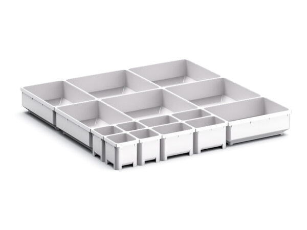 Bott Drawer Dividers - Cubio Plastic Box Divider Kit 15 Compartment for Storage Cabinet - WxDxH: 525X525X75mm Plastic Ral 7035 _SKU-43020792