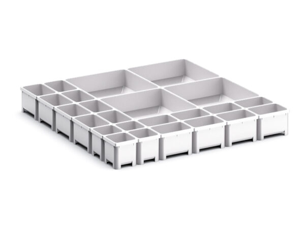 Cubio Plastic Box Divider Kit 24 Compartment for Storage Cabinet - WxDxH: 525X525X75mm Plastic Ral 7035 _SKU-43020793