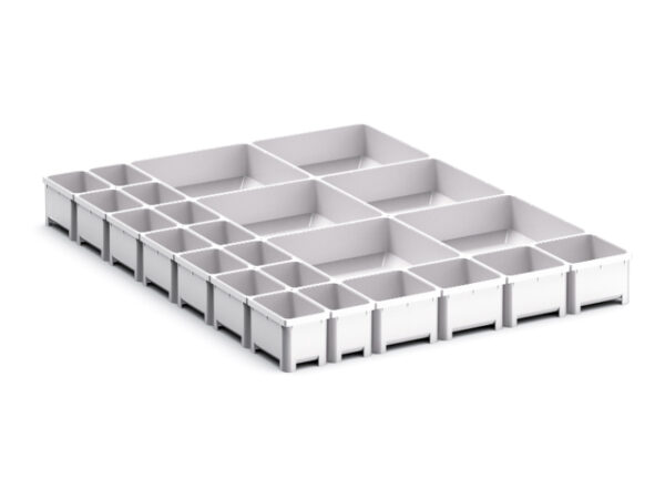 Cubio Plastic Box Divider Kit 24 Compartment for Storage Cabinet - WxDxH: 525X650X75mm Plastic Ral 7035 _SKU-43020795