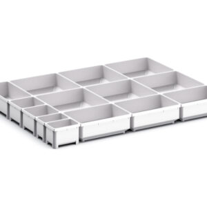 Bott Cubio Drawer Dividers - Cubio Plastic Box Divider Kit 14 Compartment for Storage Cabinet - WxDxH: 650X525X75mm Plastic Ral 7035 _SKU-43020796
