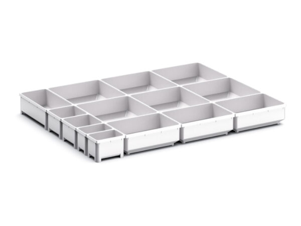 Bott Cubio Drawer Dividers - Cubio Plastic Box Divider Kit 14 Compartment for Storage Cabinet - WxDxH: 650X525X75mm Plastic Ral 7035 _SKU-43020796
