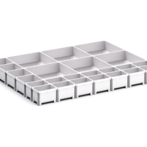 Cubio Plastic Box Divider Kit 24 Compartment for Storage Cabinet - WxDxH: 650X525X75mm Plastic Ral 7035 _SKU-43020797